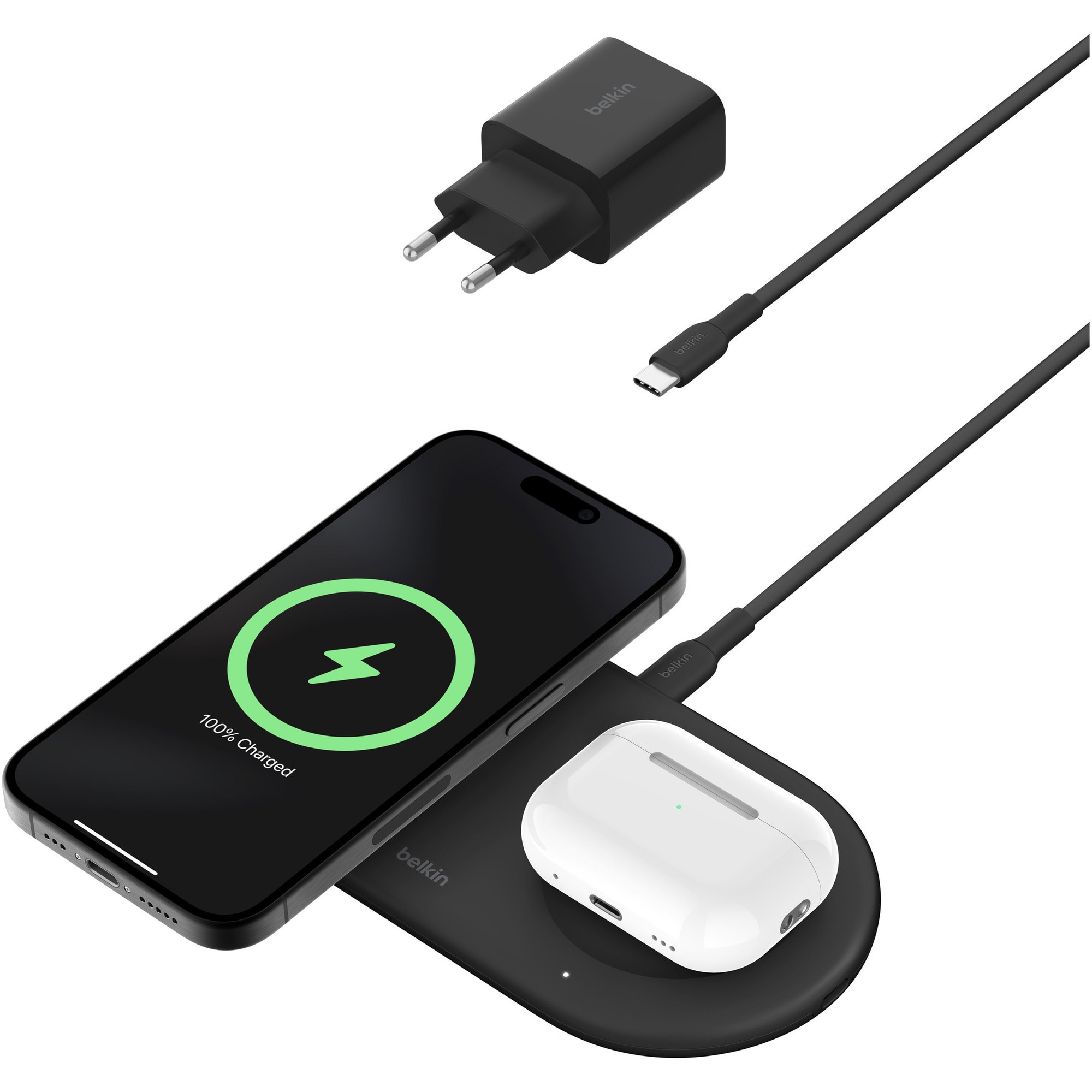Pad de incarcare magnetica Belkin BOOSTCHARGE PRO 2in1 Qi2 15W - Negru
