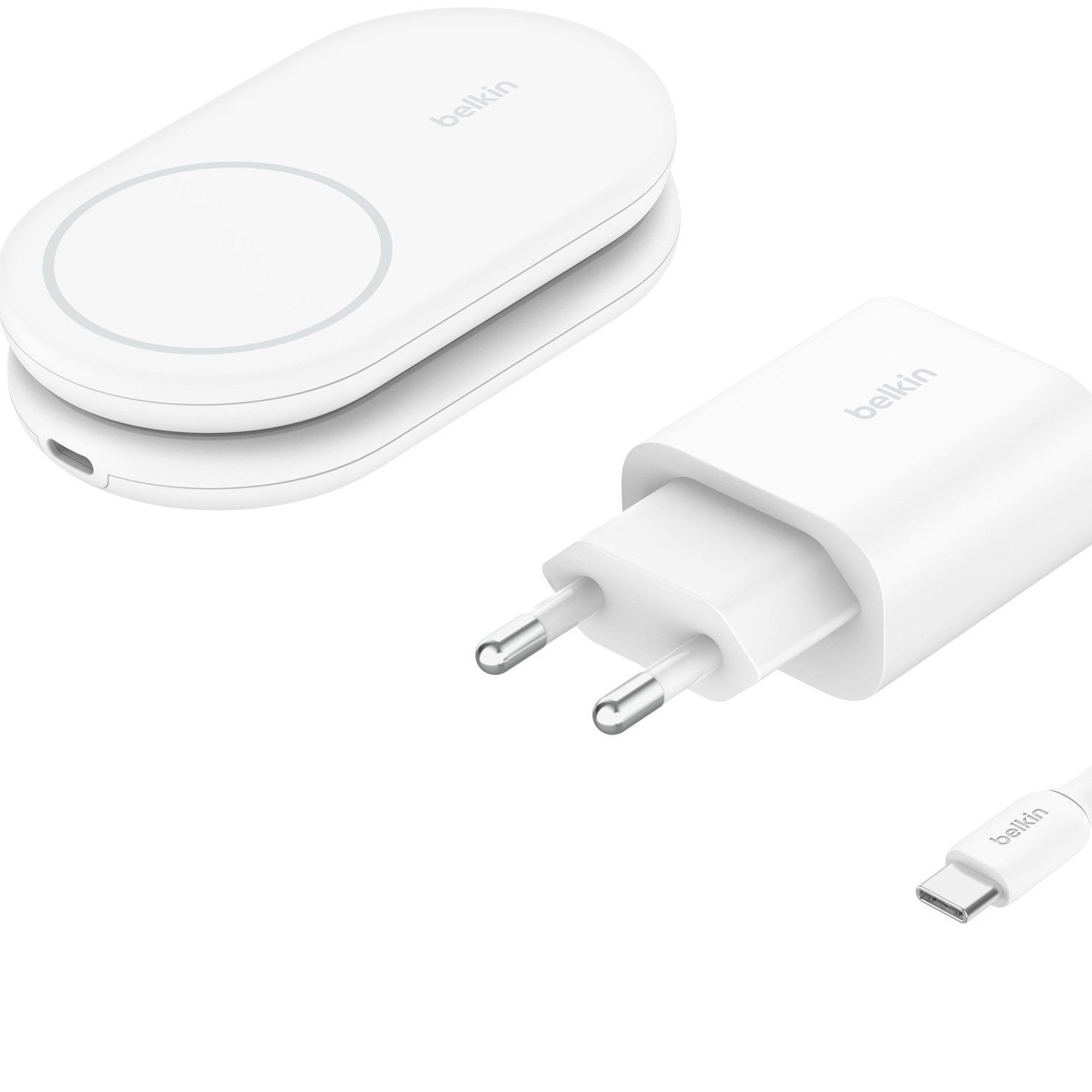 Stand de incarcare 2in1 Belkin BOOSTCHARGE Qi2 15W - Alb