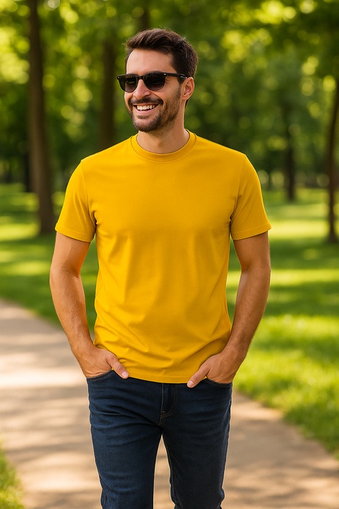 Tricou Barbat Bumbac, Galben