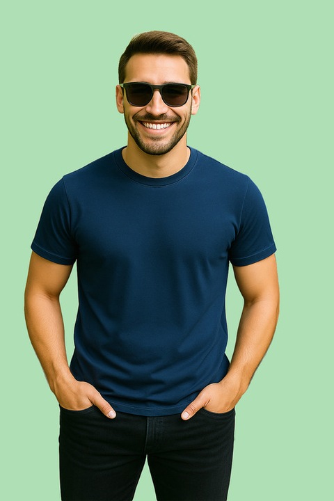 Tricou Barbat Bumbac, Albastru marin