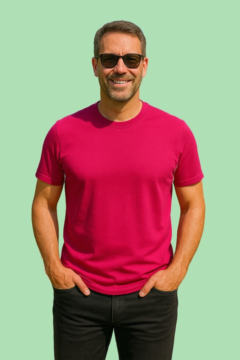 Tricou de Barbat Bumbac Simplu, Violet deschis