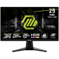 Monitor Gaming MSI MAG 255XF, 24.5", FHD (1920x1080), Rapid IPS, 300Hz, 0.5ms (GtG, Min.), AMD FreeSync Premium, HDR Ready, EyeCare, AI Vision, Smart Crosshair, DisplayPort 1.4a, HDMI 2.0b, VESA 100x100mm, Negru