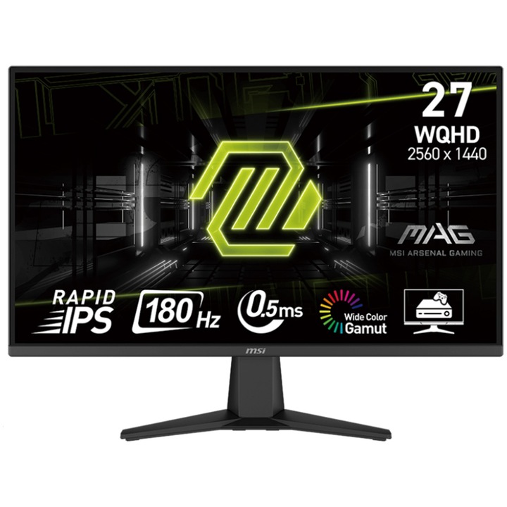 Monitor MSI MAG 275QF, IPS, 27 hüvelyk, WQHD, 2560 x 1440, HDMI, Displayport, 180 Hz, 0.5 ms, Fekete