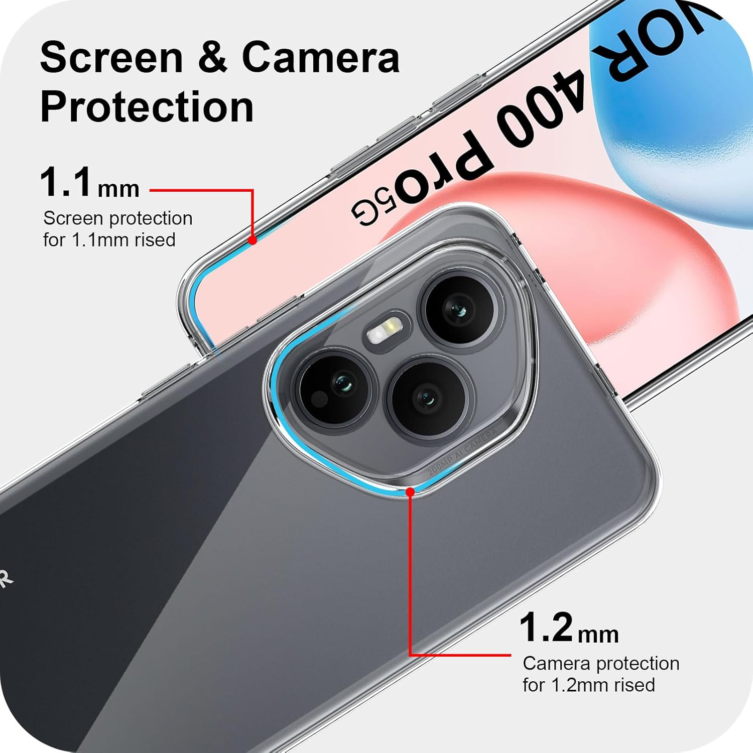 Husa pentru Honor 400 Pro Anti-Shock 1.5mm cu protectie lentile Transparent