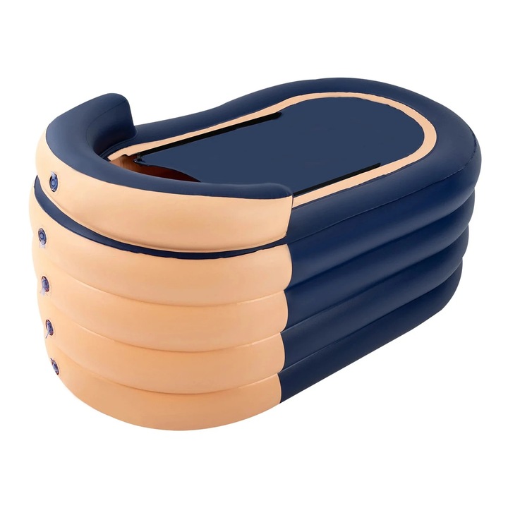 Cada de baie gonflabila pentru adulti, 4 straturi, 84x140cm, portabila cu pompa, portocalie