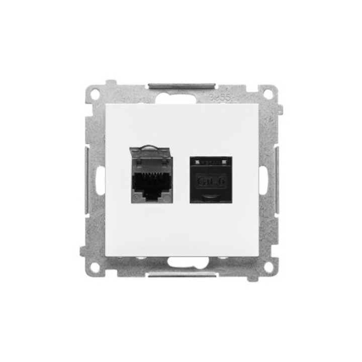 Gniazdo dublu cu incarcare USB si senzor de miscare, Kontakt-Simon, alb mat, pentru rame Simon 55 LINE