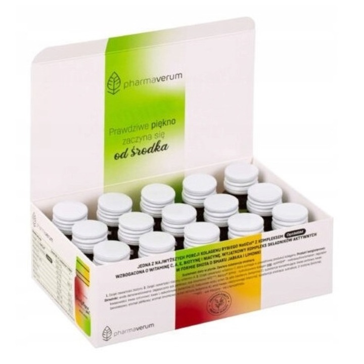 Supliment de Frumusete Concentrat Colagen Apple-Lime, Pharmaverum, 30 ml, aroma de mar si lime
