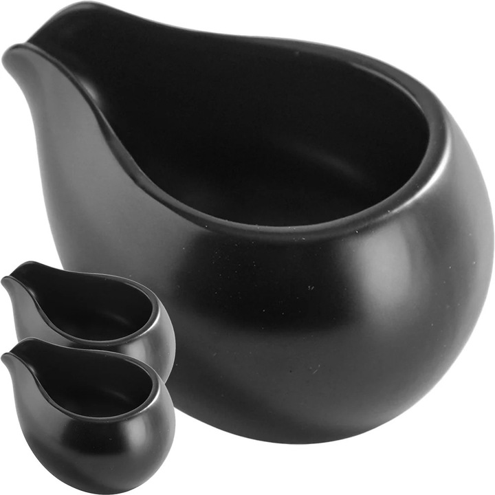 Cana ceramica mica neagra 9.5x5x5cm pentru lapte si sirop