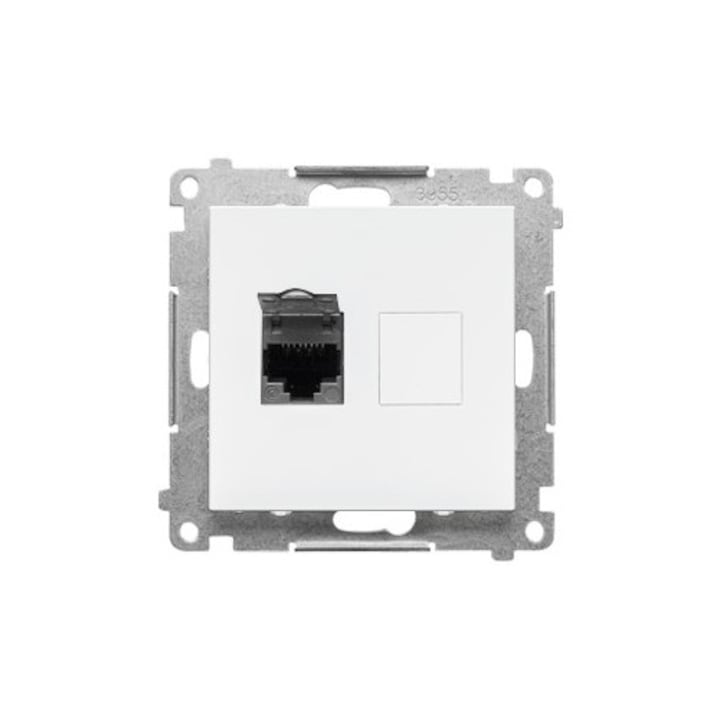 Gniazdo dublu cu incarcator USB, Kontakt-Simon, alb mat, IP44, pentru rame Simon 55 LINE