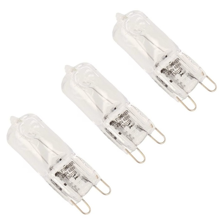 Set 3 becuri halogen cuptor 300 grade, G9, T4, 40 W