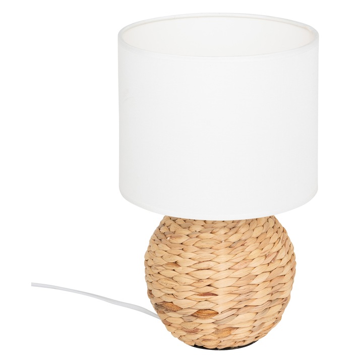 Lampa De Birou, Atmosphera, Kula Piaskowa, 37 Cm, Baza Naturala, Abajur Alb, Lumina Calda, Usoara Si Stilata, Pentru Living, Dormitor Si Coltul De Relaxare