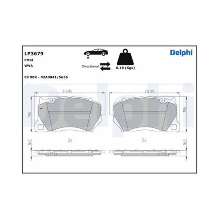 DELPHI LP3679 fékbetét készlet, tárcsafék