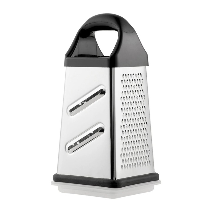 Кухненска ренде от неръждаема стомана с контейнер, 4 страни, 10,3x10,3x21 см