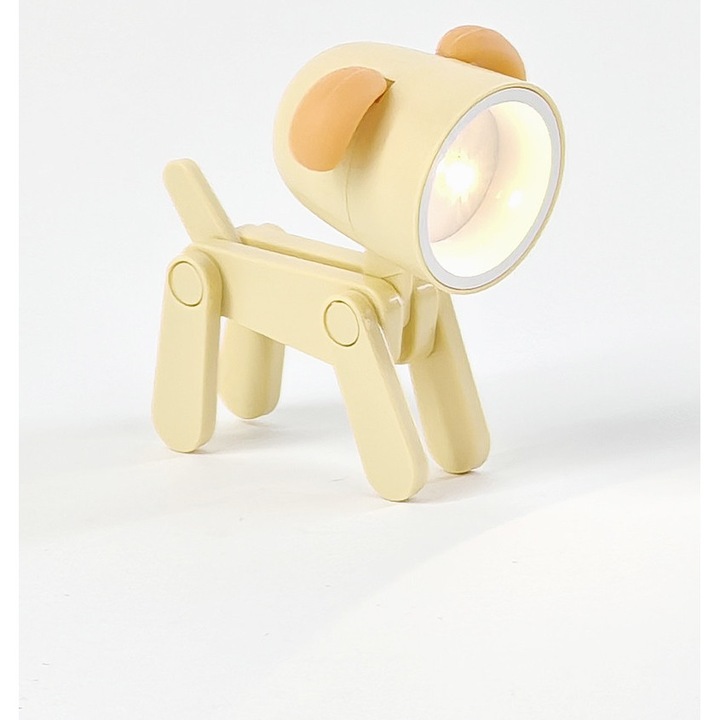 Мини настолна лампа Куче, кремава, Shein, размер 5, 5x3, 3x8 см