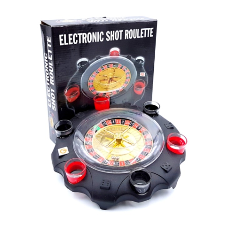 Ruleta electronica cu shoturi, 6 pahare, Negru Rosu, Petreceri/Zi de Nastere