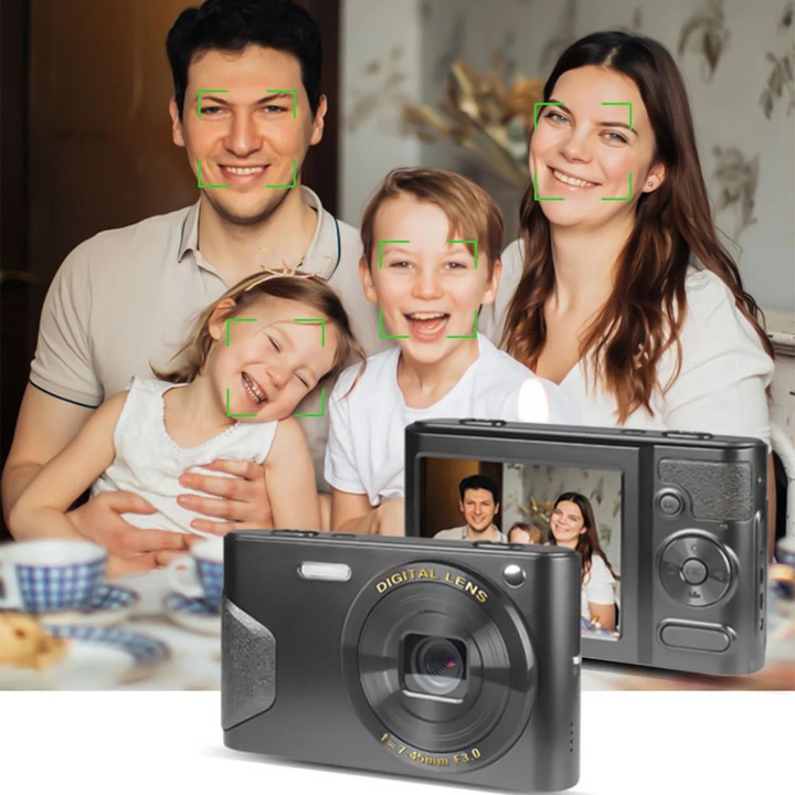 YANYXR digitális fényképezőgép 18MP 8X zoom fekete 9.7x2x5.9cm