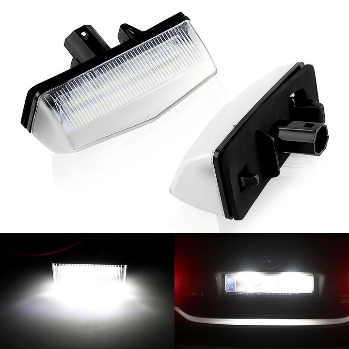 Set 2 Lampi LED Numar, AutoREY®, Compatibile Mercedes-Benz W204, W221, W212, W222 Brabus, Lampi Numar Inmatriculare 18 LED-uri 2835, Iluminare Alba 6500K, CANBUS Fara Eroare, Instalare Plug & Play, Durata Lunga De Viata, Vizibilitate Ridicata