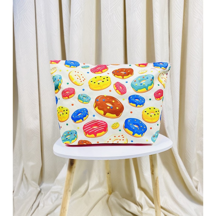 Geanta de plaja, Fashion, Gogosi, Alb/Roz