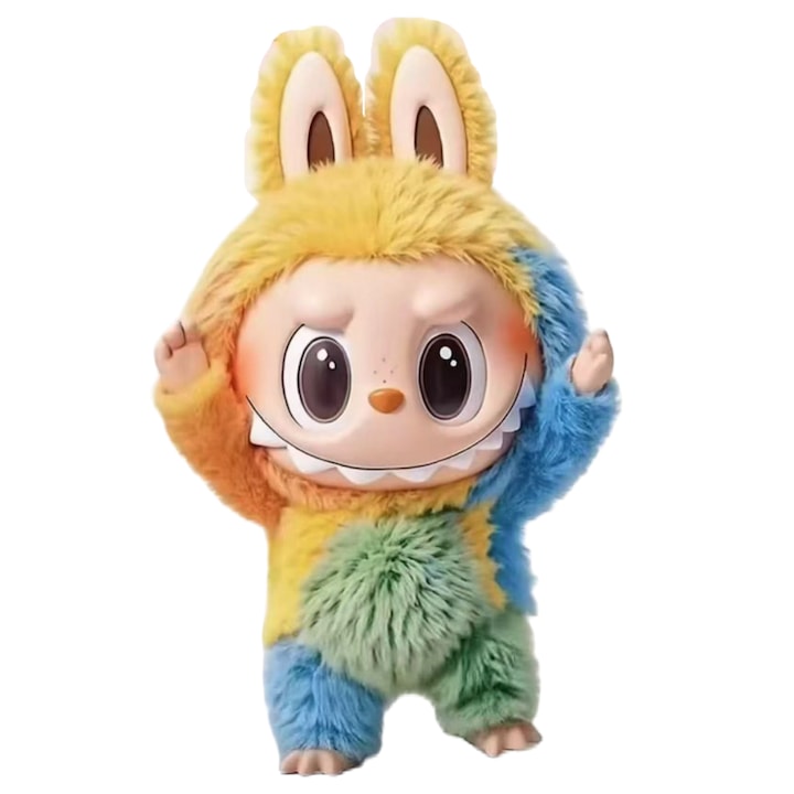 Плюшена играчка Лабубу и Моли, серия „рок“, пухкаво издание, дъга, многоцветна, 16 см, BimBimBo