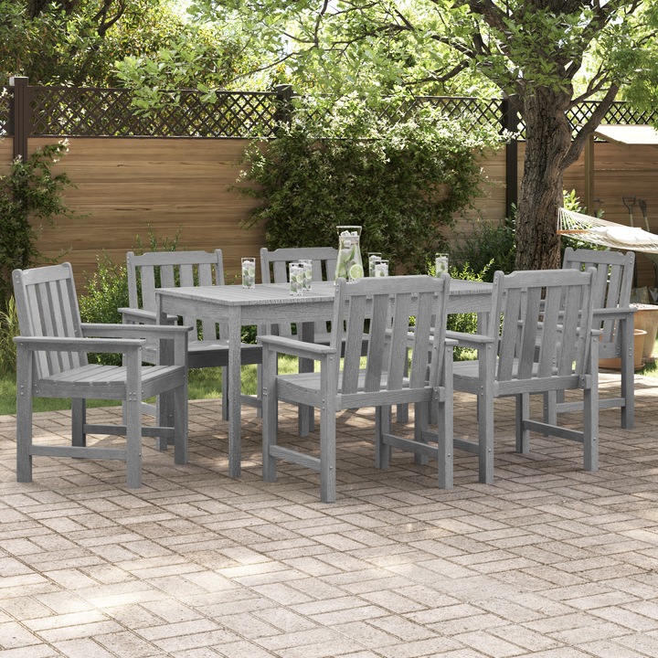 Set mobilier de gradina, vidaXL, 6 buc. Gri deschis 65,5x55,5x88 cm HDPE