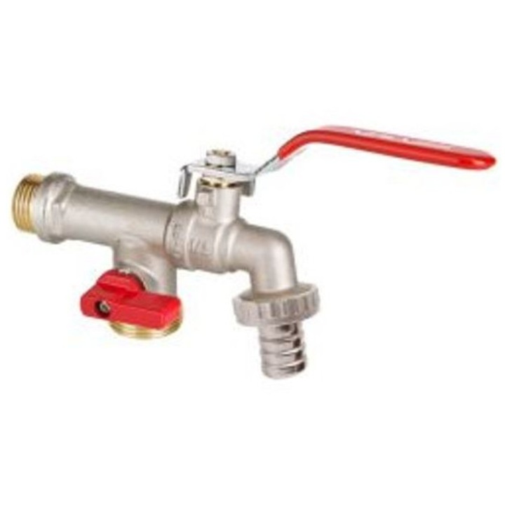 Robinet cu bila de evacuare Oligo Duo DN15 cu maneta de blocare din otel si robinet de inchidere cu maner din aluminiu