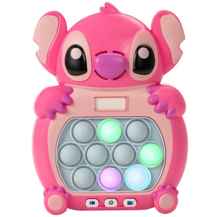 Jucarie Pop It Game Electronic/Consola, antistres, cu sunete si lumini de diferite culori, Lilo & Stitch roz fara afisaj, SALLMA®