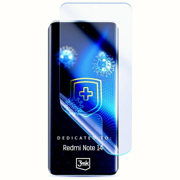 3MK SilverProtect+ Антимикробен протектор за екран на телефон за Redmi Note 14 4G
