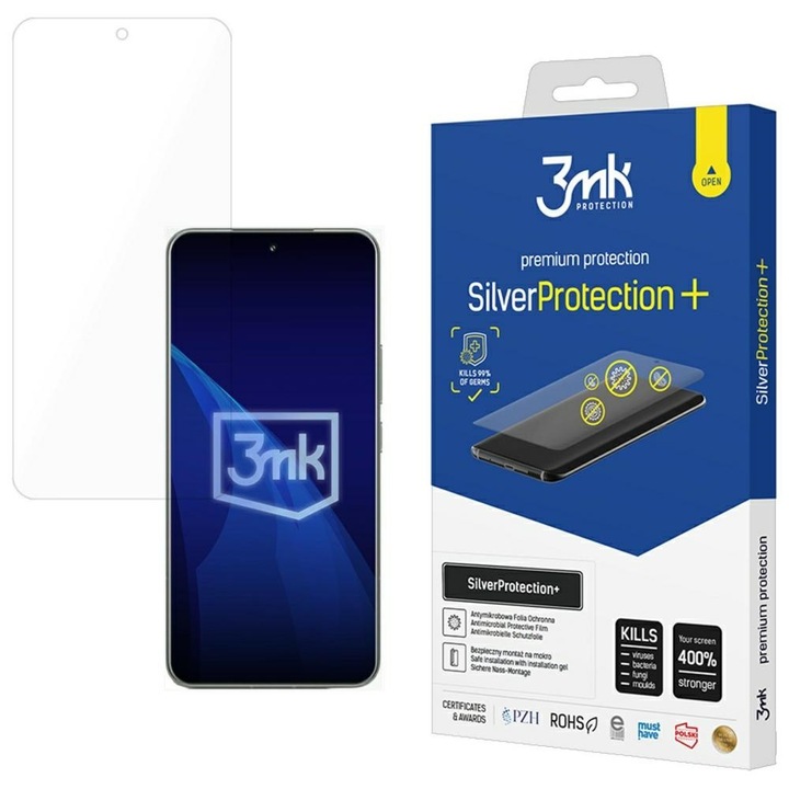 3MK SilverProtect+ képernyővédő fólia, antimikrobiális, nedves rögzítésű, Xiaomi 15 Pro készülékhez