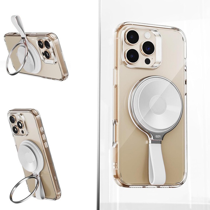 Suport telefon cu ventuza, ESR, HaloLock, rotire 360B, alb