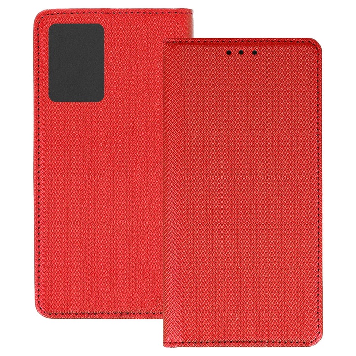 Husa pentru Motorola Moto G54, PU Casual Book, Buzunar card, Inchidere magnetica, Functie stand / suport, Decupaj difuzor apeluri, Acoperire completa 360 de grade, Protectie fata-spate, Tip carte, Rosu