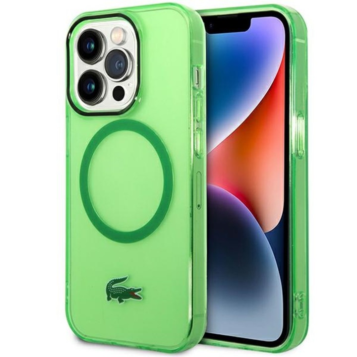 Husa telefon Lacoste LCHMP14XULON pentru iPhone 14 Pro Max 6.7", verde, transparent, MagSafe