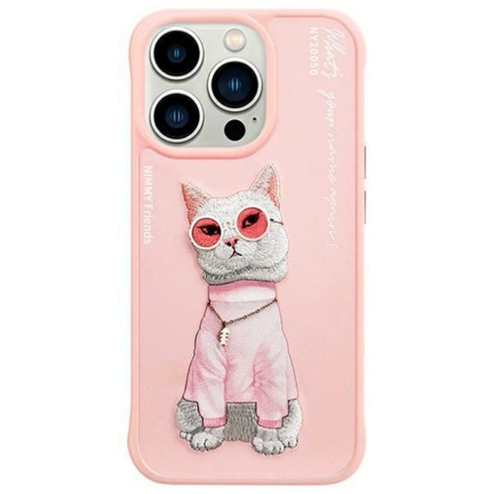 Husa telefon NIMMY pentru iPhone 15 Pro 6.1", roz, model Cool Cat
