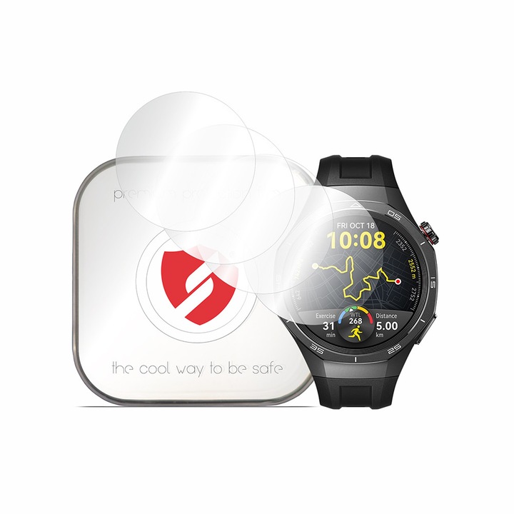 [4x csomag] Prémium önjavító üveg kijelzővédő Huawei Watch GT 5 Pro 46mm, O30, Elasztomer, Átlátszó