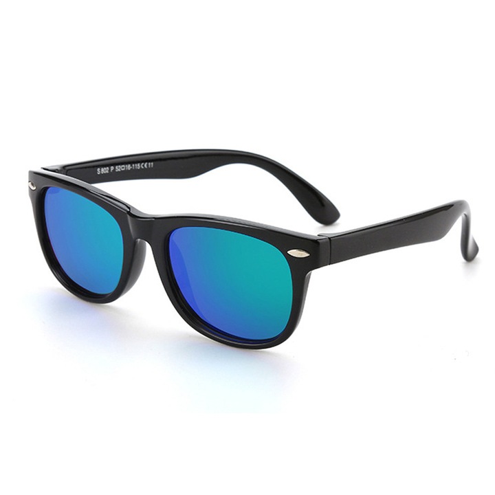 Kids Polarized Sunglasses (D802) - UV Protection - Black / Green