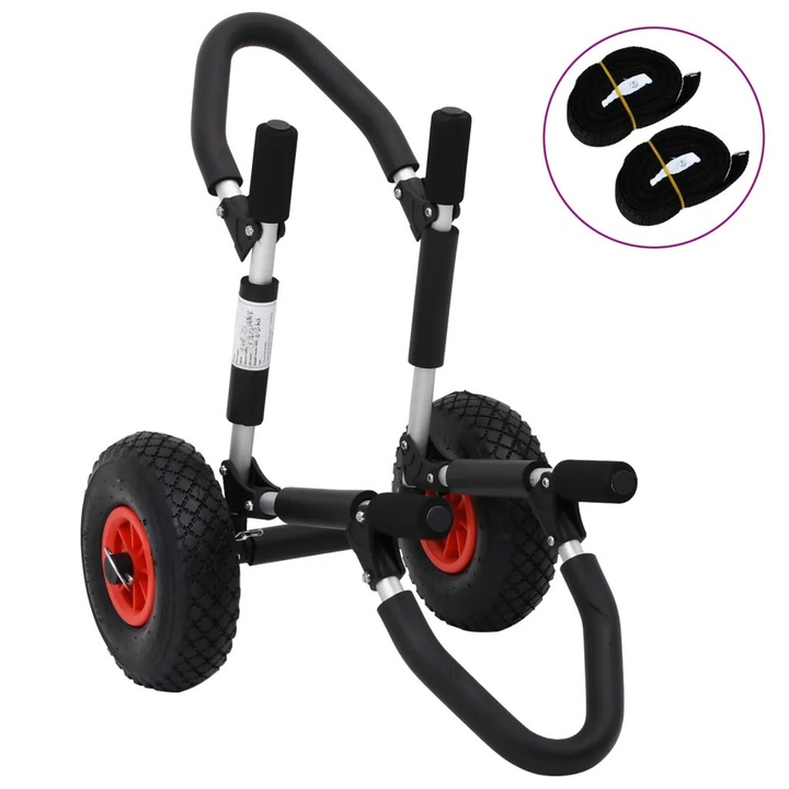 Carucior SUP pliabil, vidaXL, aluminiu, 2 roti, 45 kg