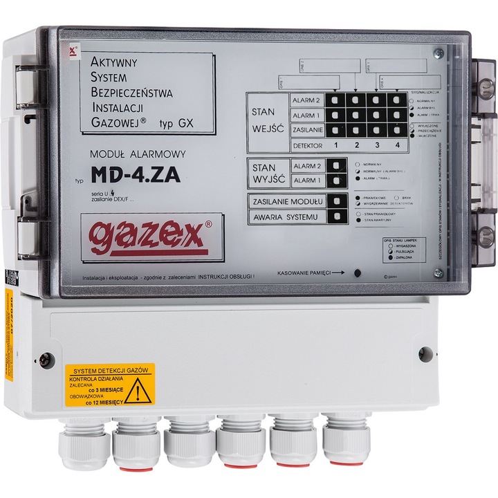 Gazex MD-4.ZA vezérlőmodul, 4 bemenet, 12 V-os tápegység, 1 szelep kimenet
