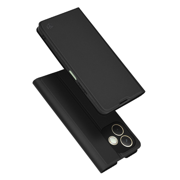 Защитен калъф тип тефтер, съвместим с Oppo A5 Pro 4G/5G, MagSkin Book, екологична кожа, Черен