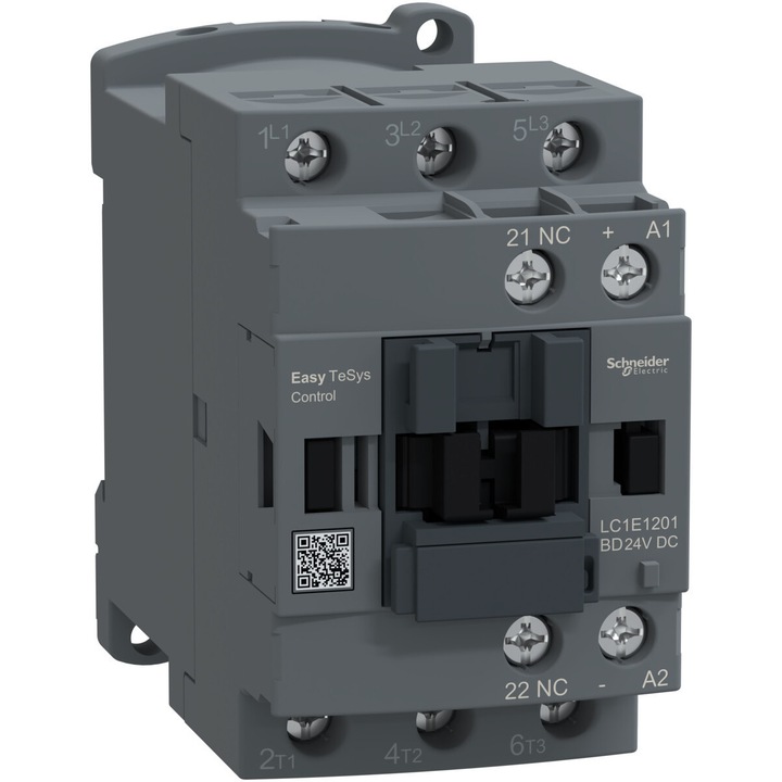 Contactor de putere, Schneider Electric Easy TeSys Control, AC-3, 12A, 3P (1NC), bobina 24V CC