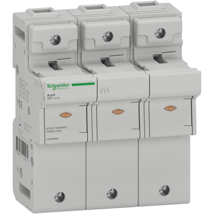 Soclu siguranta, Acti9 SBI, 3P, 125A, dimensiune siguranta 22 x 58 mm, SBI-125-3