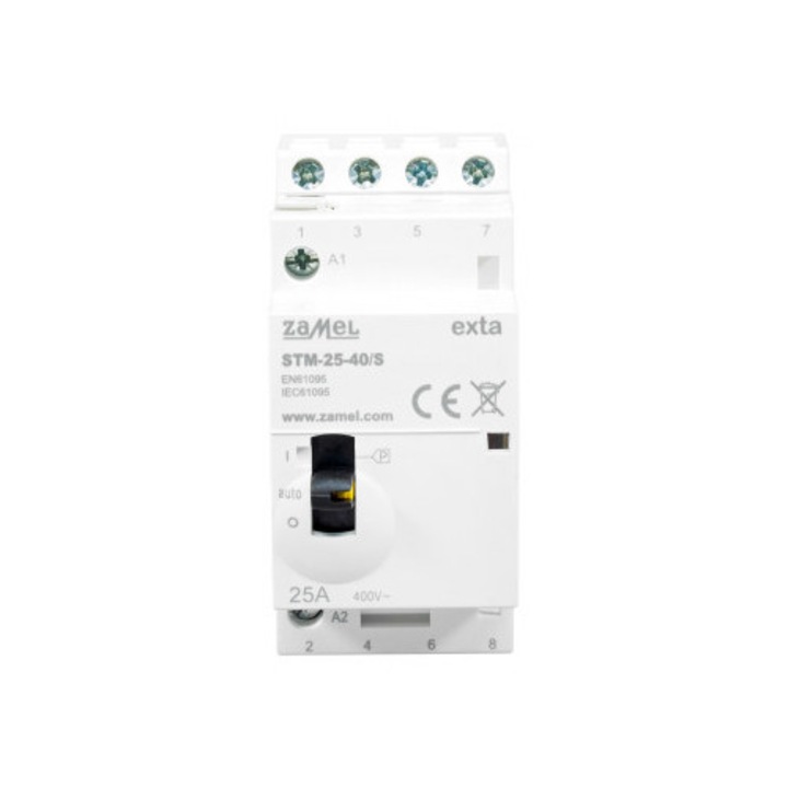 Contactor modular ZAMEL STM-25-40/S 25A 4xNO 230V AC cu comutare manuala
