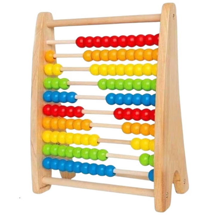 Numaratoare abac cu 100 de bile colorate din lemn, SALLMA®