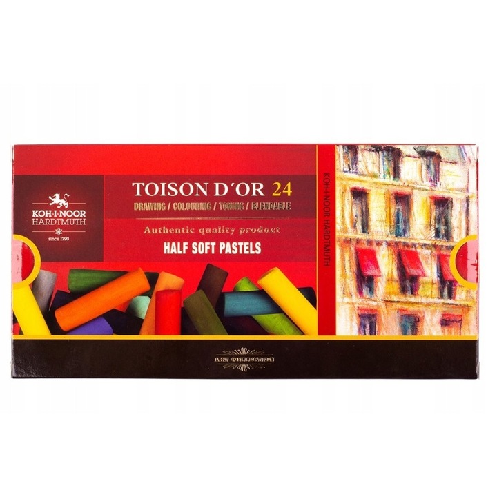 Set 24 creioane pastel uscat Koh-I-Noor, rotunde, multicolor, 10x37mm