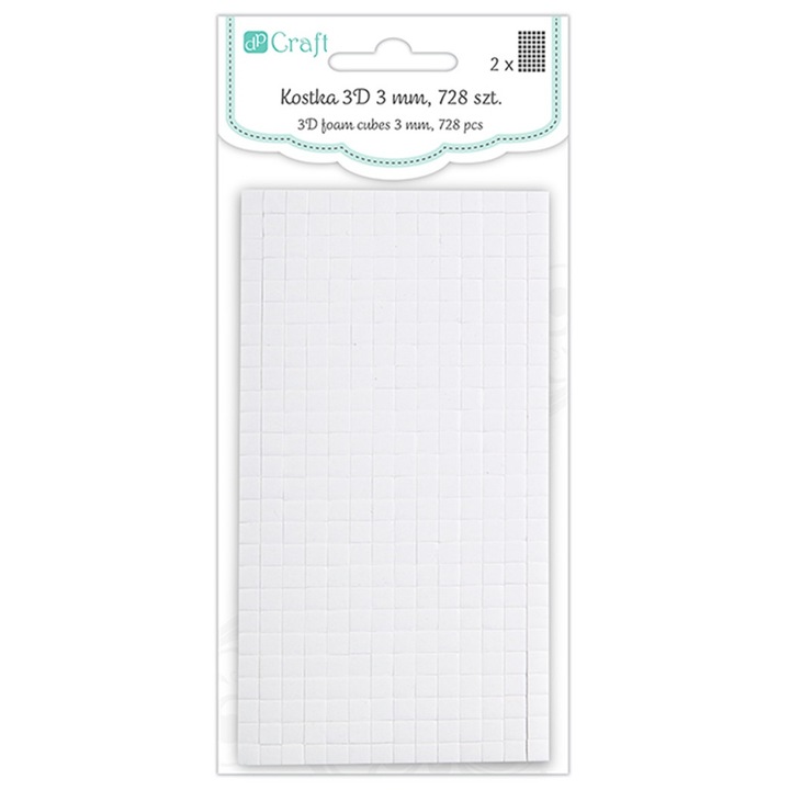 Set de 728 bucati cuburi distantiere 3D, dp Craft, 5x5mm, 3mm grosime