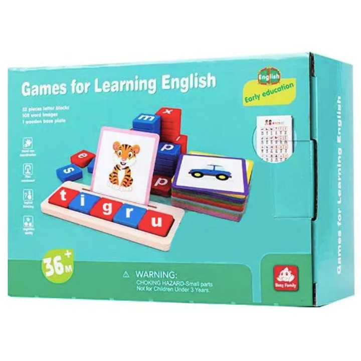 Joc fonetic din lemn, pentru invatare limba engleza, SALLMA®