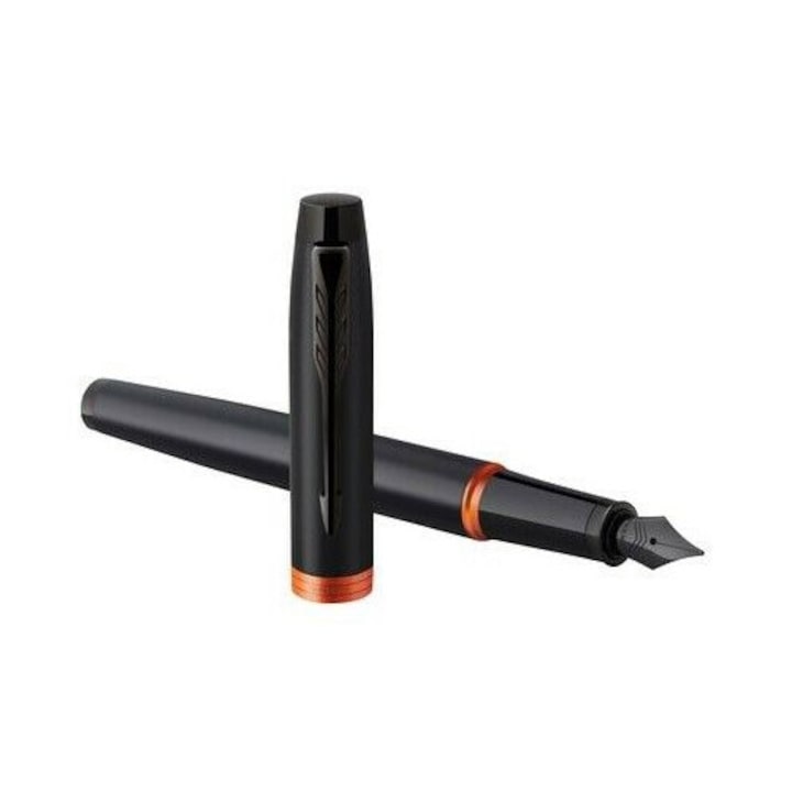 Parker IM töltőtoll, fekete, narancssárga részletekkel, közepes, elegáns készlet
