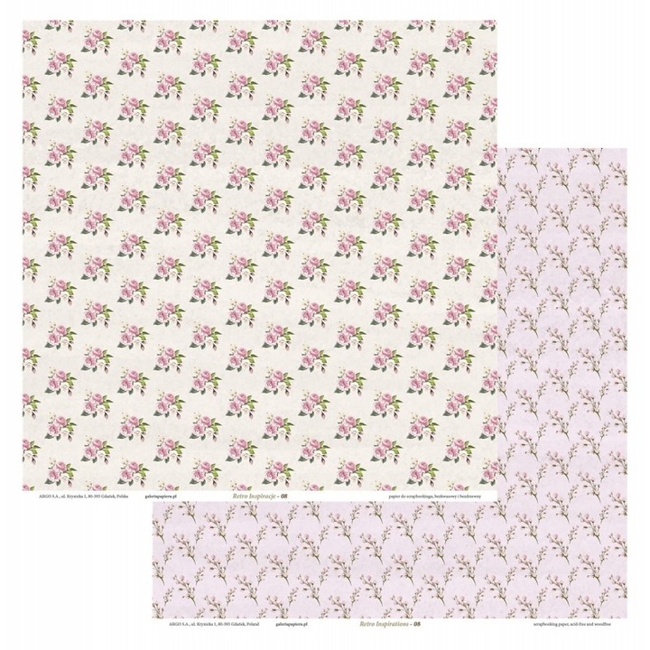 Hartie pentru scrapbooking, 5 foi, 200g/m², retro, 305x305mm