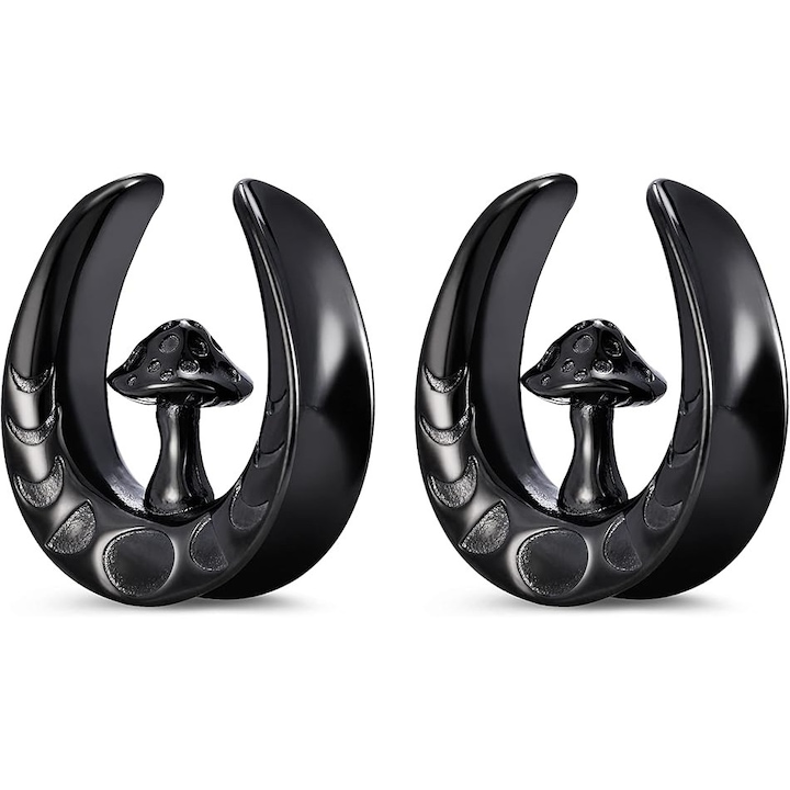 Обеци тунел от плът, пиърсинг, разширител, Черен