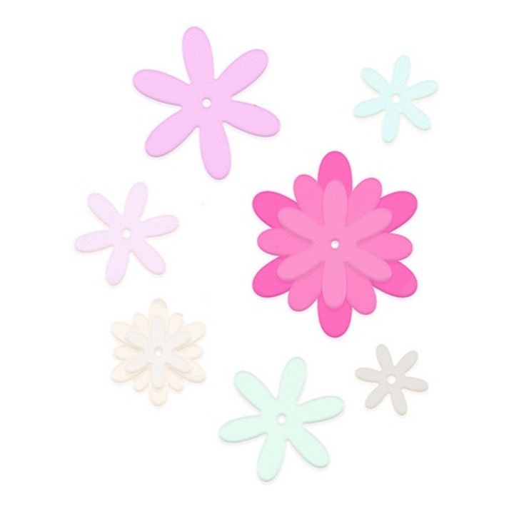 Set de 6 decupatoare dp Craft flori, dimensiuni 19x22mm - 45x51mm, pentru hartie si carton