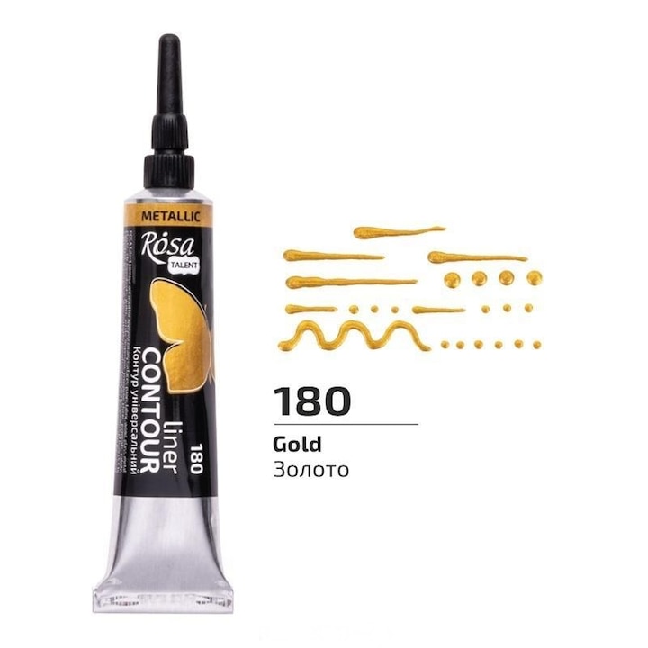 Contur acrilic Rosa Talent, auriu metalic, 180 ml, 20 ml