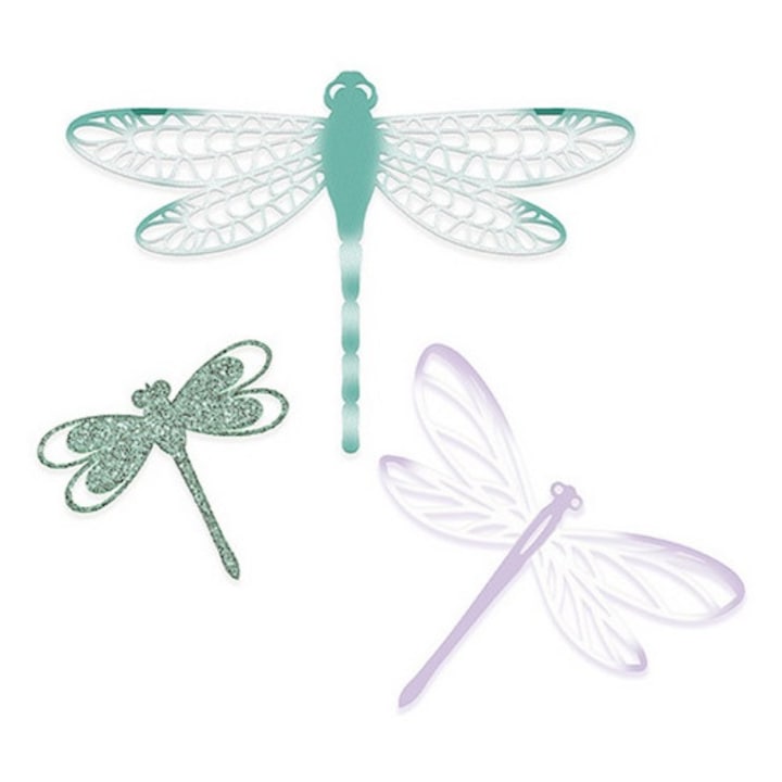 Set de 3 matrite dpCraft, modele cu libelule, 35x40mm, 50x64mm, 60x90mm, pentru hartie, carton, spuma